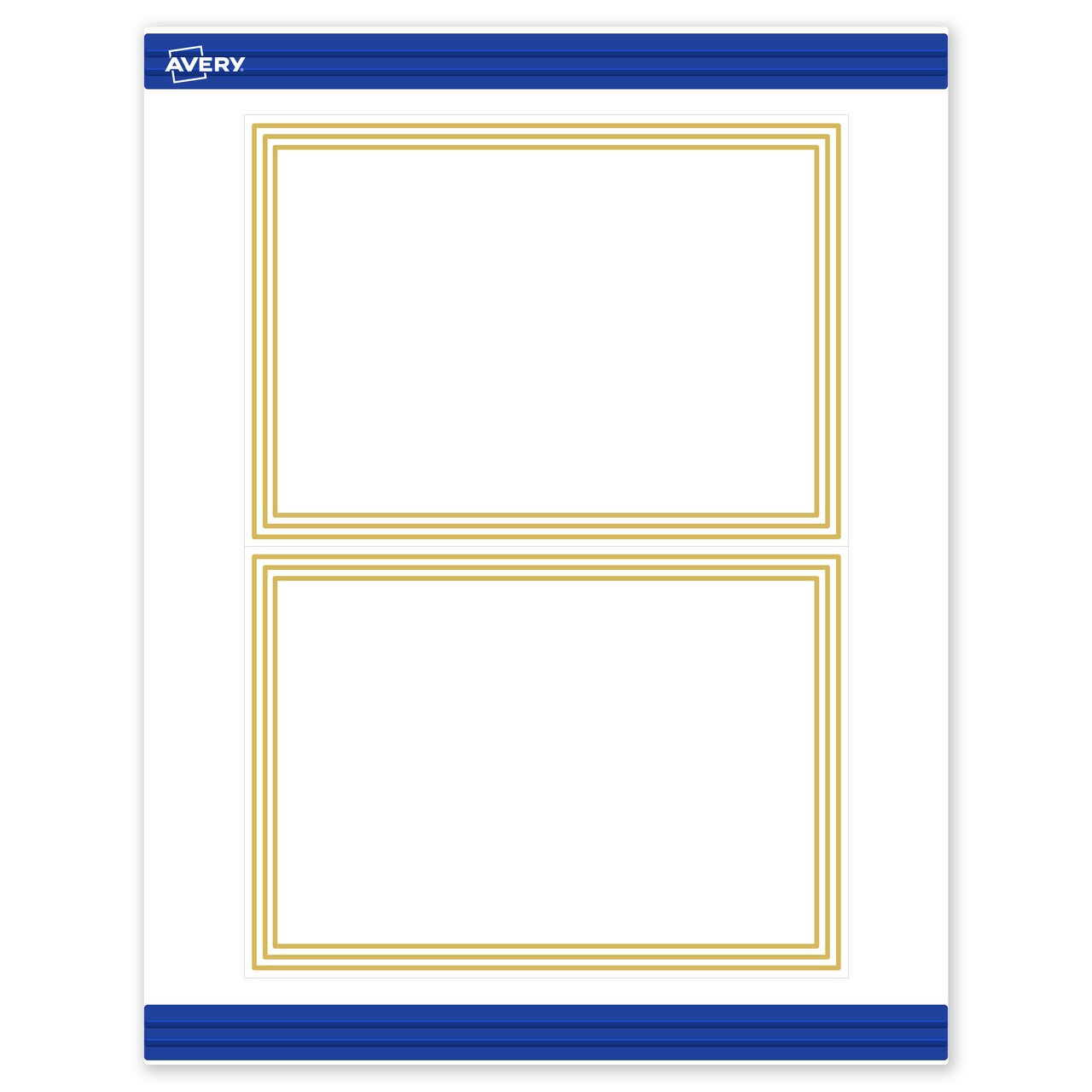 Avery Printable Rectangle Invitation Cards, Gold Multi-Lined Border, 5" x 7", Matte White Rectangle Invitation Cards, Laser/Inkjet, 20ct, Great for Invitation Cards